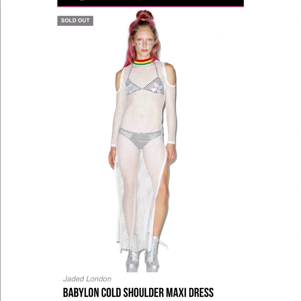 Jaded London, Dolls Kill Babylon, white mesh cold shoulder dress